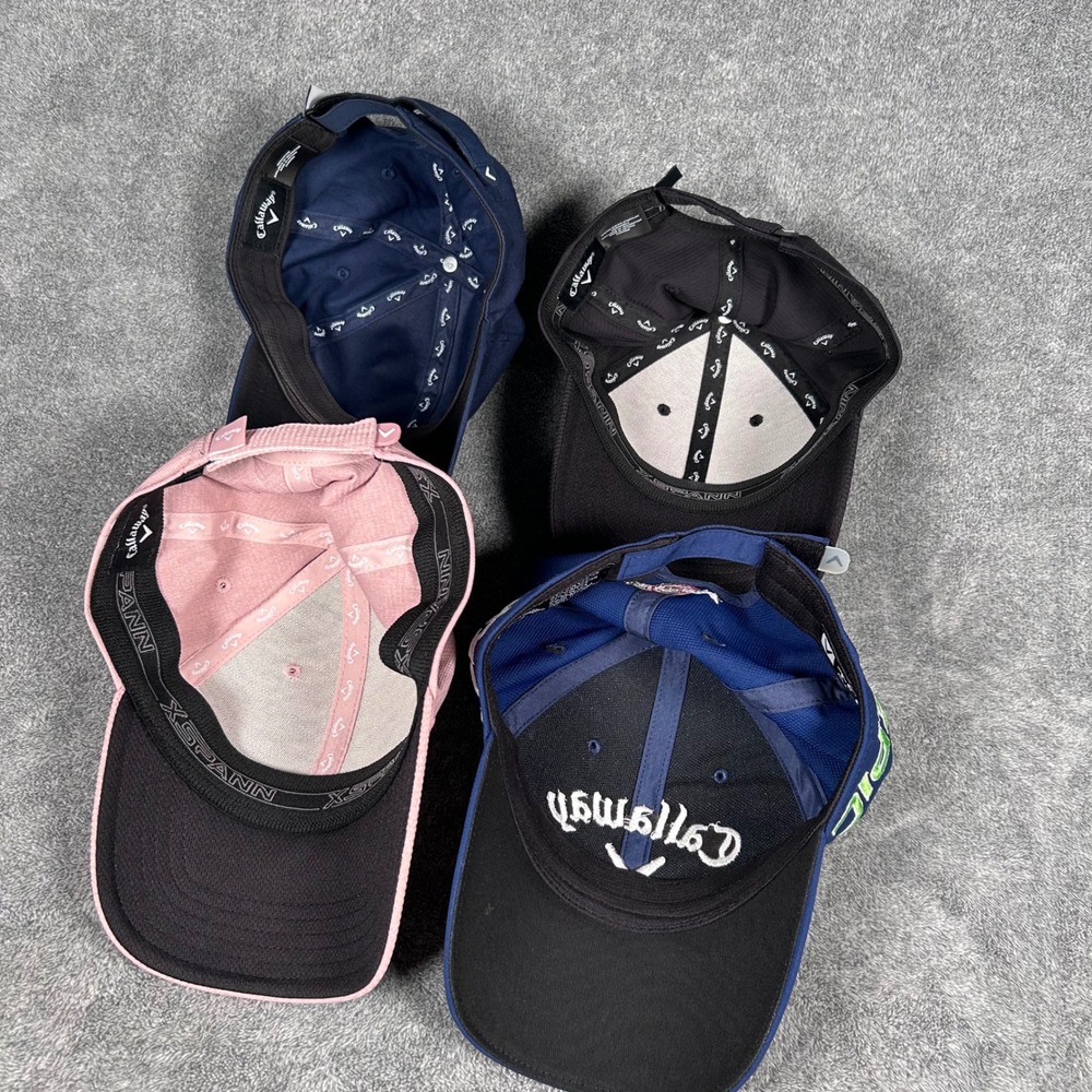 Callaway Golf Hat Bundle Set of 4 Navy Royal Blue Black Pink Adjustable Caps - Picture 14 of 15